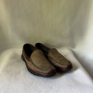 Allen Edmonds Men size 9 1/2B Boulder Driving Beige/Brown Leather Loafers